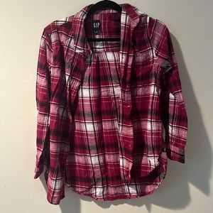 Gap Flannel, size M, Magenta/White/Black plaid